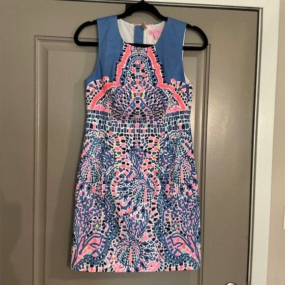Lilly Pulitzer Dresses & Skirts - Lilly Pulitzer Women's Mila Blue & Coral Sleeveless Cotton Dress (024130) ***